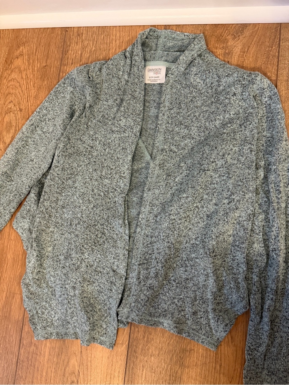 Danskin now girls open cowl neck sweater size 6 6x  blue gray black